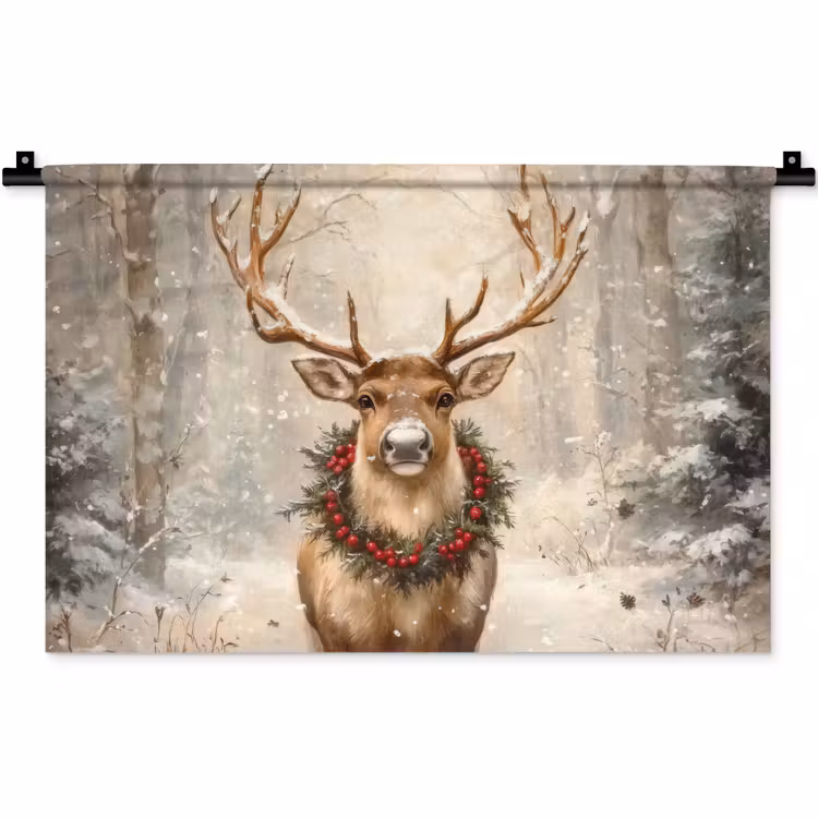 Wandkleed - Kerst - Rendier - Winter - Krans — 1