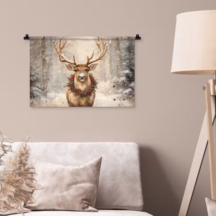 Wandkleed - Kerst - Rendier - Winter - Krans — 2