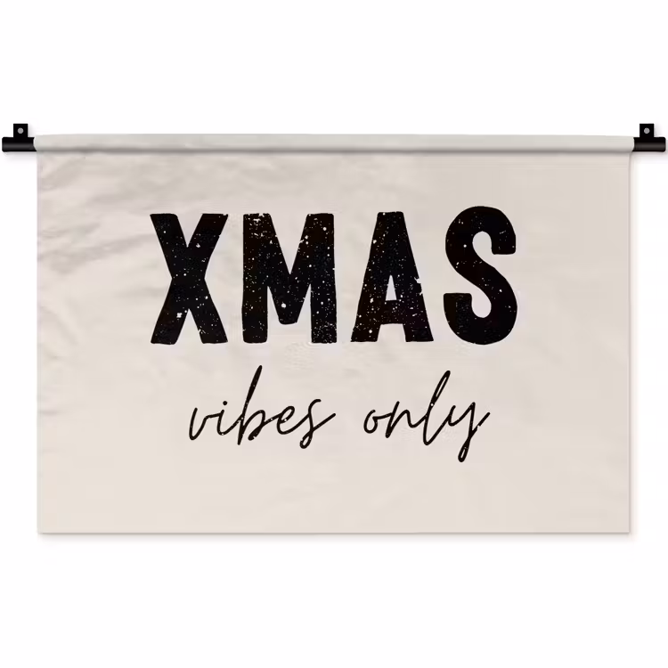Wandkleed - Kerst - Spreuk - xmas vibes only - Beige — 1