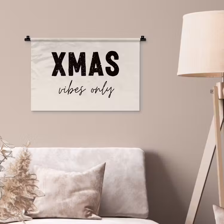 Wandkleed - Kerst - Spreuk - xmas vibes only - Beige — 2