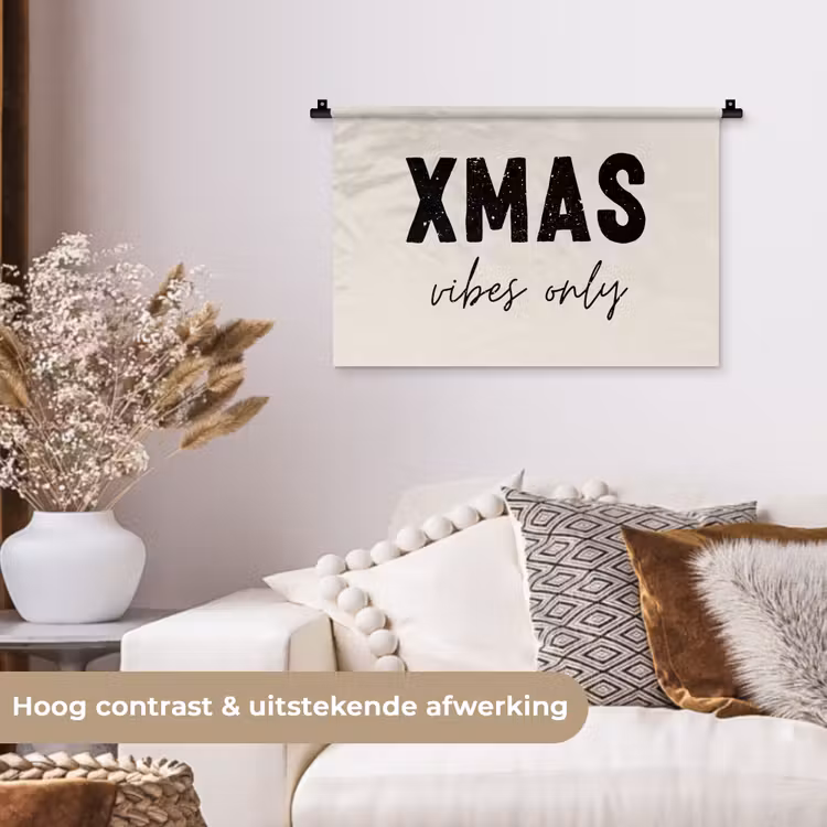 Wandkleed - Kerst - Spreuk - xmas vibes only - Beige — 4