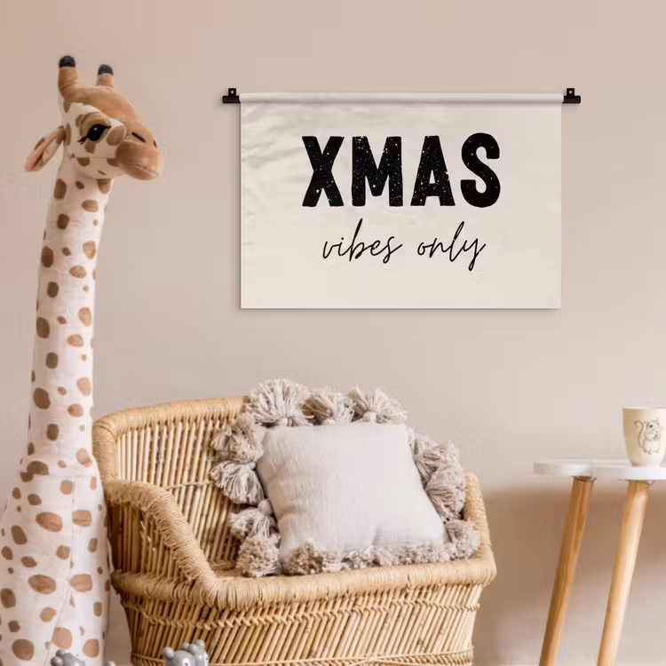 Wandkleed - Kerst - Spreuk - xmas vibes only - Beige — 5