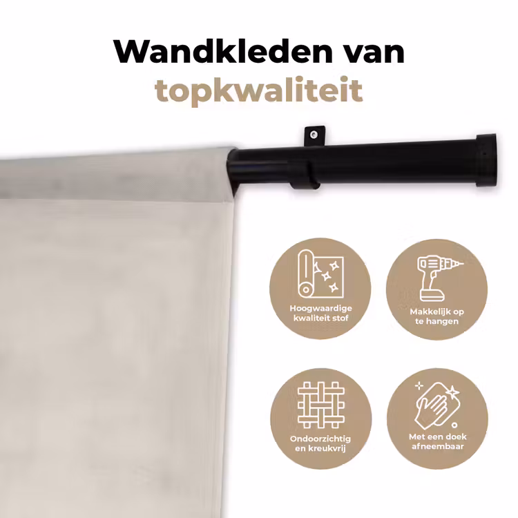 Wandkleed - Kerstboom - Zwart - Feestdagen - Beige — 3