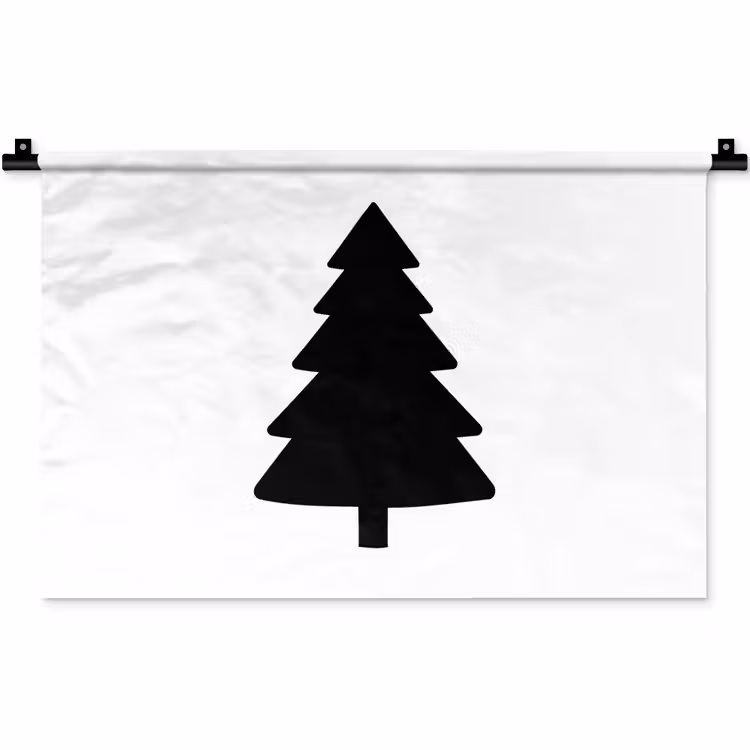 Wandkleed - Kerstboom - Zwart - Kerstmis - Feest — 1