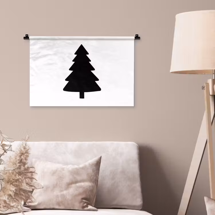 Wandkleed - Kerstboom - Zwart - Kerstmis - Feest — 2
