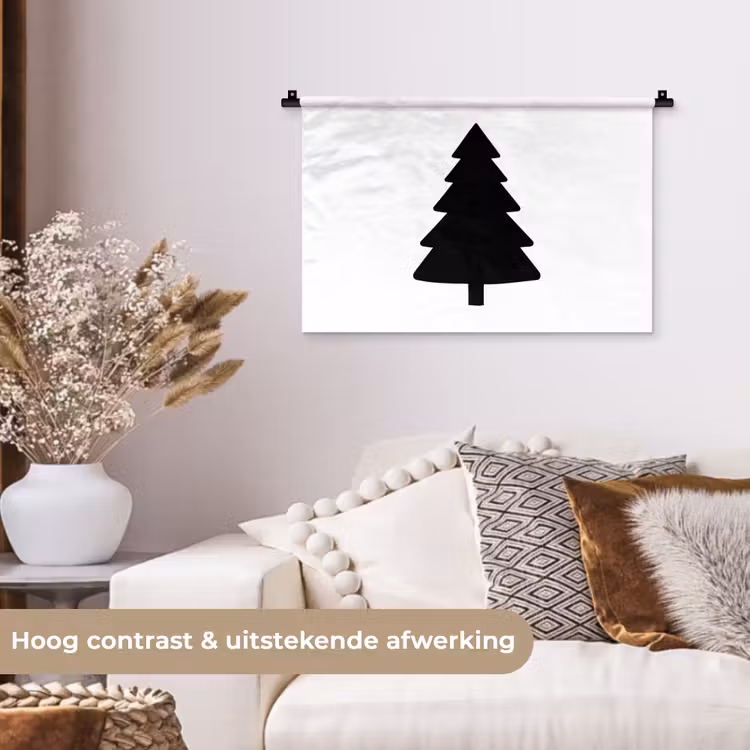 Wandkleed - Kerstboom - Zwart - Kerstmis - Feest — 4