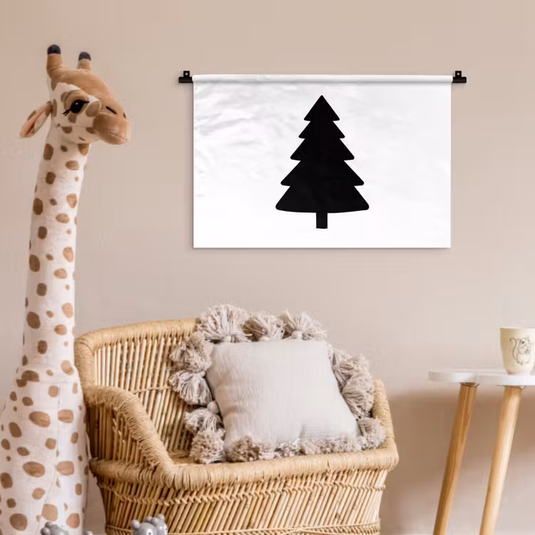 Wandkleed - Kerstboom - Zwart - Kerstmis - Feest — 5