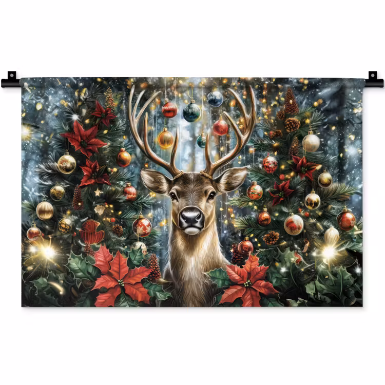 Wandkleed - Kerstfeest - Dennenbos - Rood — 1