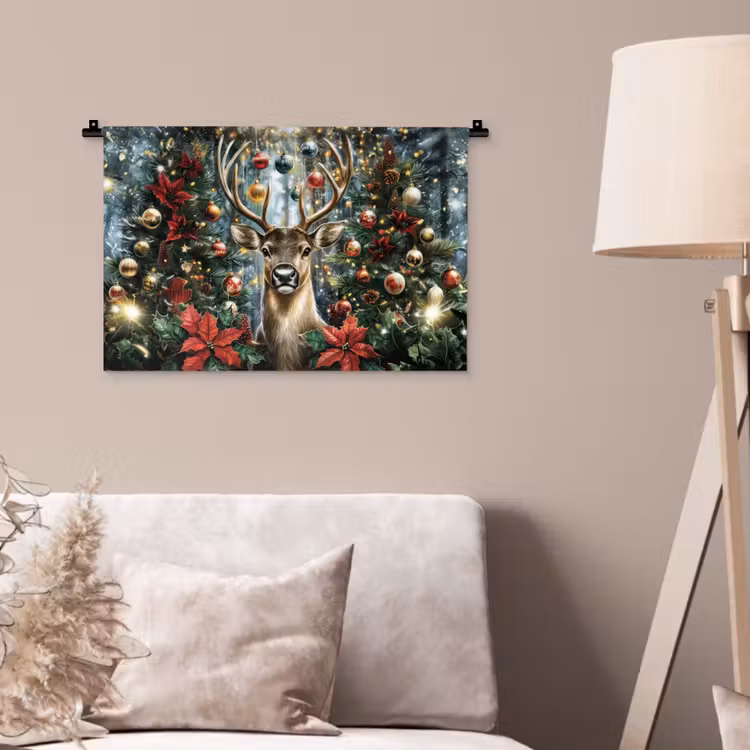 Wandkleed - Kerstfeest - Dennenbos - Rood — 2