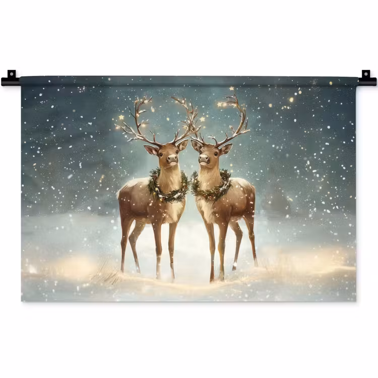Wandkleed - Kerstmagie - Winterwoud - Rendier — 1