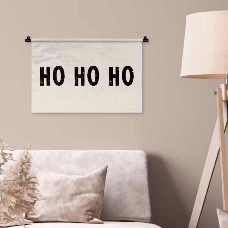 Wandkleed - Kerstmis - Ho ho ho - Spreuken - Beige - Kerstman — 2