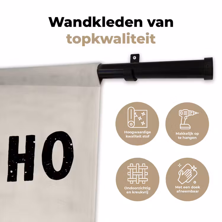 Wandkleed - Kerstmis - Ho ho ho - Spreuken - Beige - Kerstman — 3