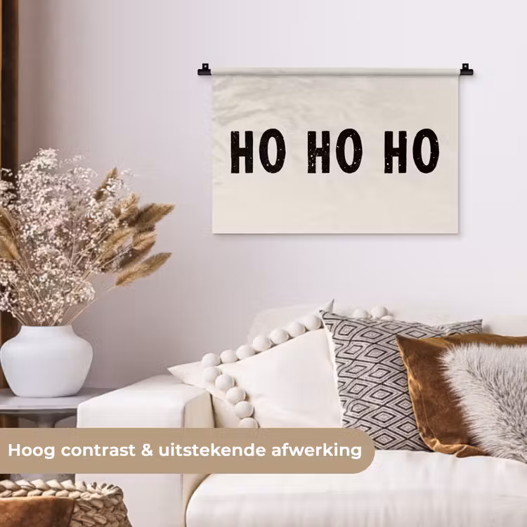 Wandkleed - Kerstmis - Ho ho ho - Spreuken - Beige - Kerstman — 4