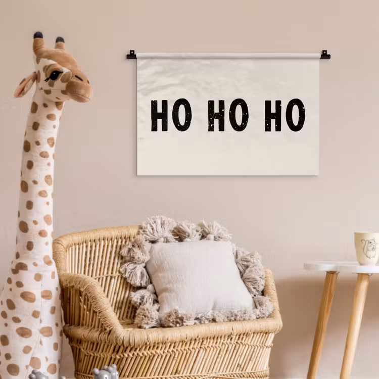 Wandkleed - Kerstmis - Ho ho ho - Spreuken - Beige - Kerstman — 5