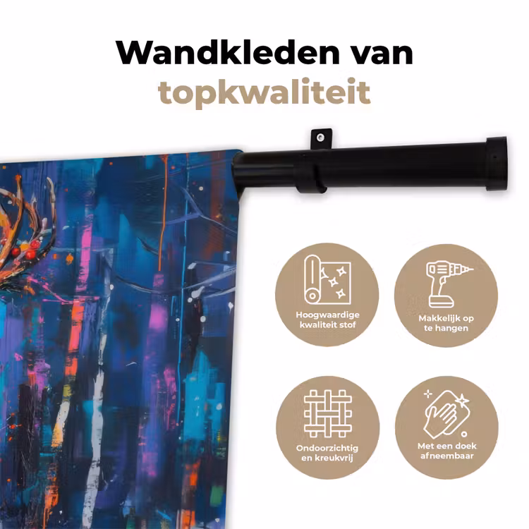 Wandkleed - Rendier - Krans - Sprookjesachtig - Blauw — 3