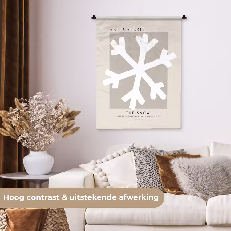 Wandkleed - Sneeuwvlok - Wit - Winter - Kerst — 5