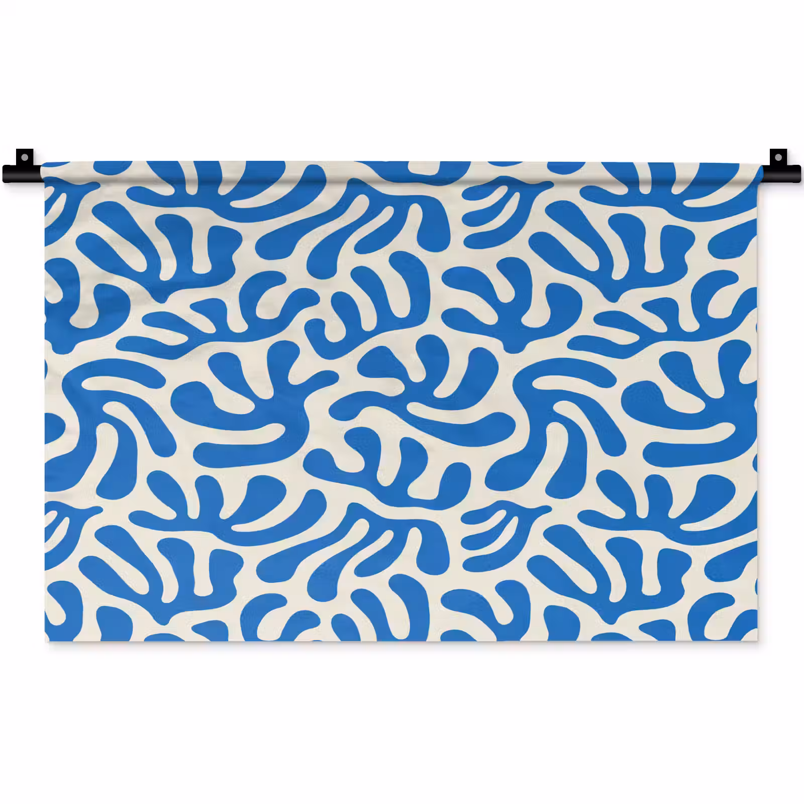 Wandkleed - Blauw - Abstract - Bladeren - Patroon — 1