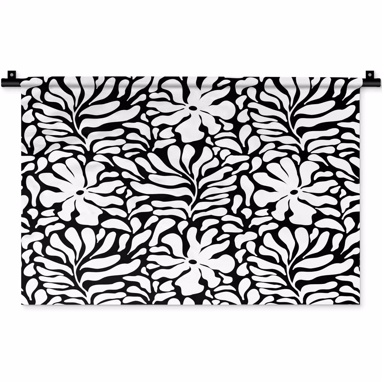 Wandkleed - Bloemen - Patroon - Zwart - Wit — 1