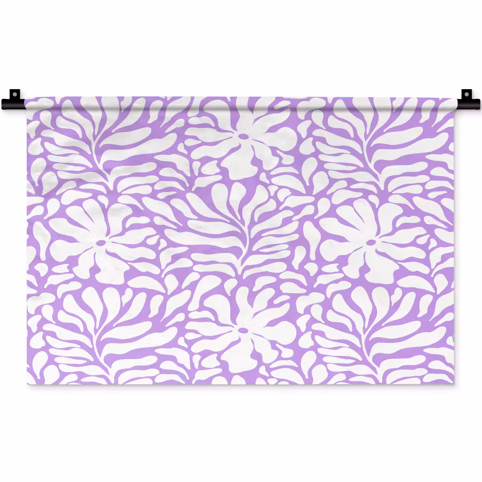 Wandkleed - Paars - Wit - Bloemen — 1