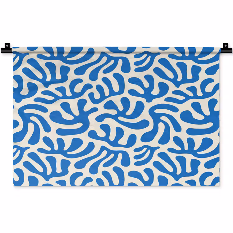 Wandkleed - Blauw - Abstract - Bladeren - Patroon — 1