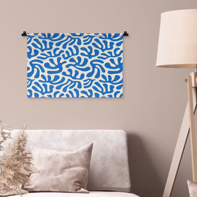 Wandkleed - Blauw - Abstract - Bladeren - Patroon — 2
