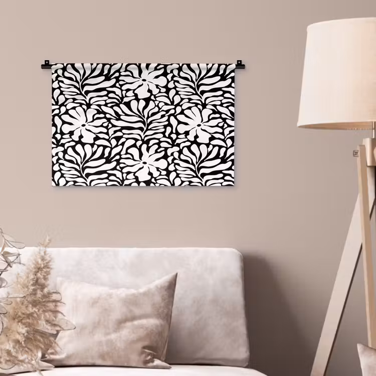 Wandkleed - Bloemen - Patroon - Zwart - Wit — 2