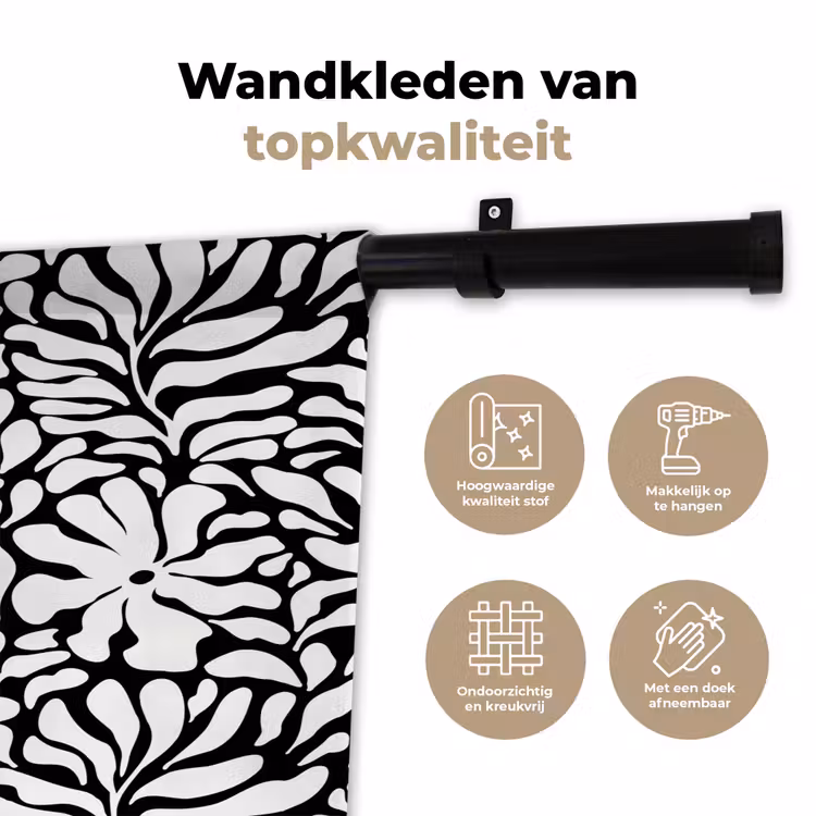 Wandkleed - Bloemen - Patroon - Zwart - Wit — 3