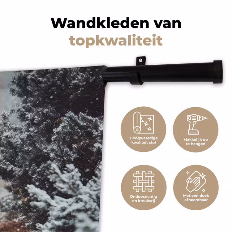 Wandkleed - Bos - Winter - Bomen - Natuur - Pad - Sneeuw — 3