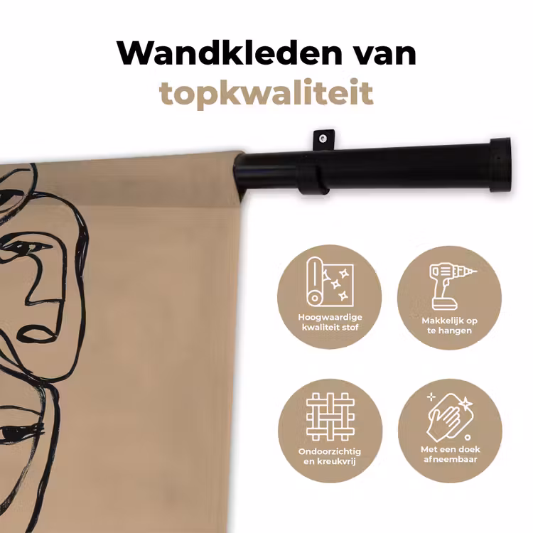 Wandkleed - Gezichtenzee - Lijntekening - Abstract — 3
