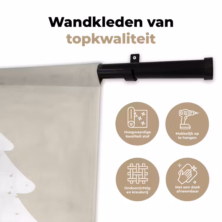 Wandkleed - Japandi - Kerstboom - Beige - Kerstversiering — 3