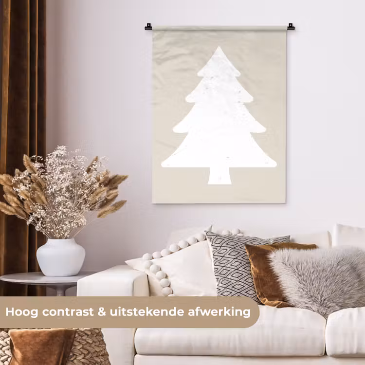 Wandkleed - Japandi - Kerstboom - Beige - Kerstversiering — 5
