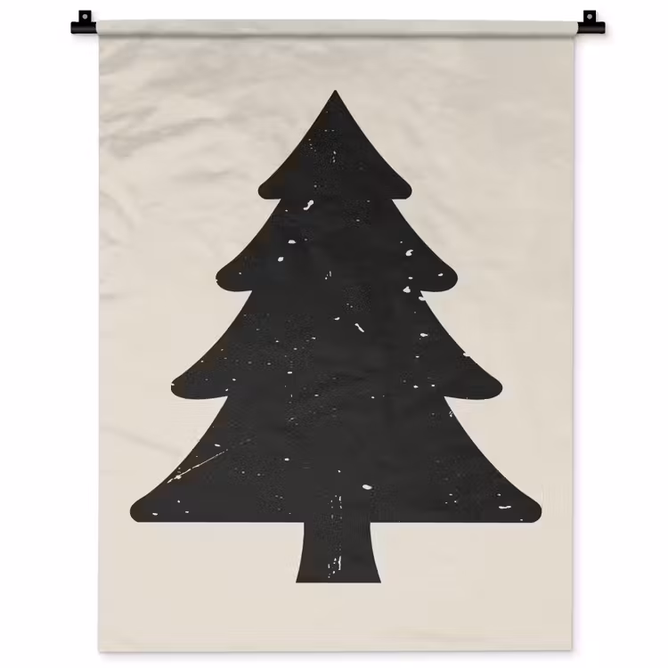Wandkleed - Kerstboom - Zwarte kerstboom - Boom - Japandi — 1