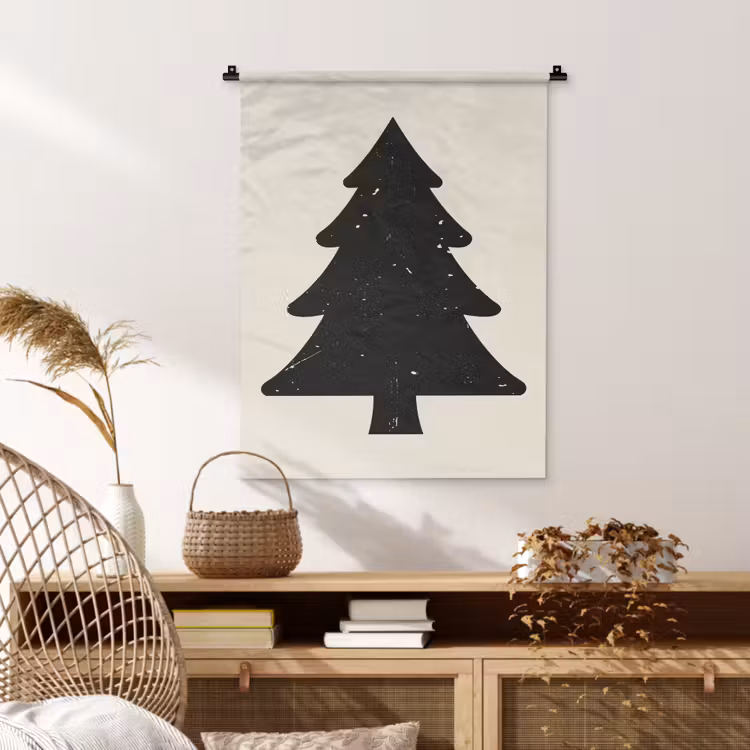 Wandkleed - Kerstboom - Zwarte kerstboom - Boom - Japandi — 4