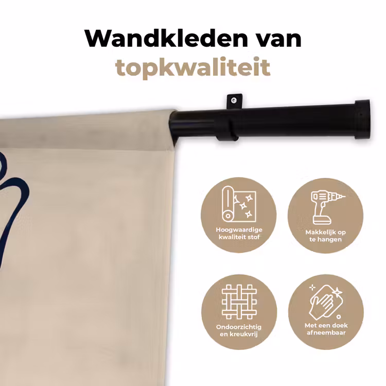 Wandkleed - Minimalistisch - Lijnillustratie - Beige - Donkerblauw — 3