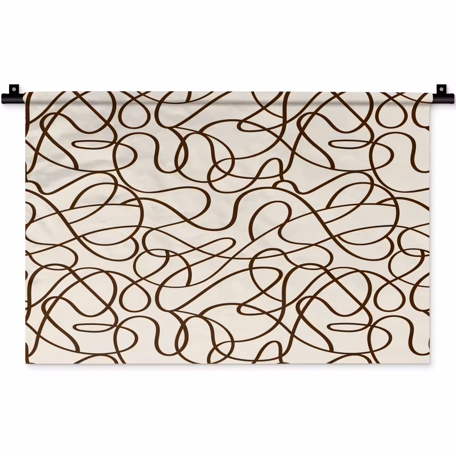 Wandkleed - Beige - Lijnen - Donkerbruin — 1