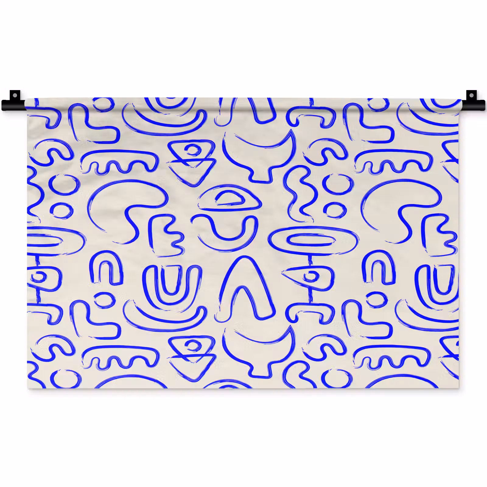 Wandkleed - Blauw - Patroon - Abstract - Beige — 1