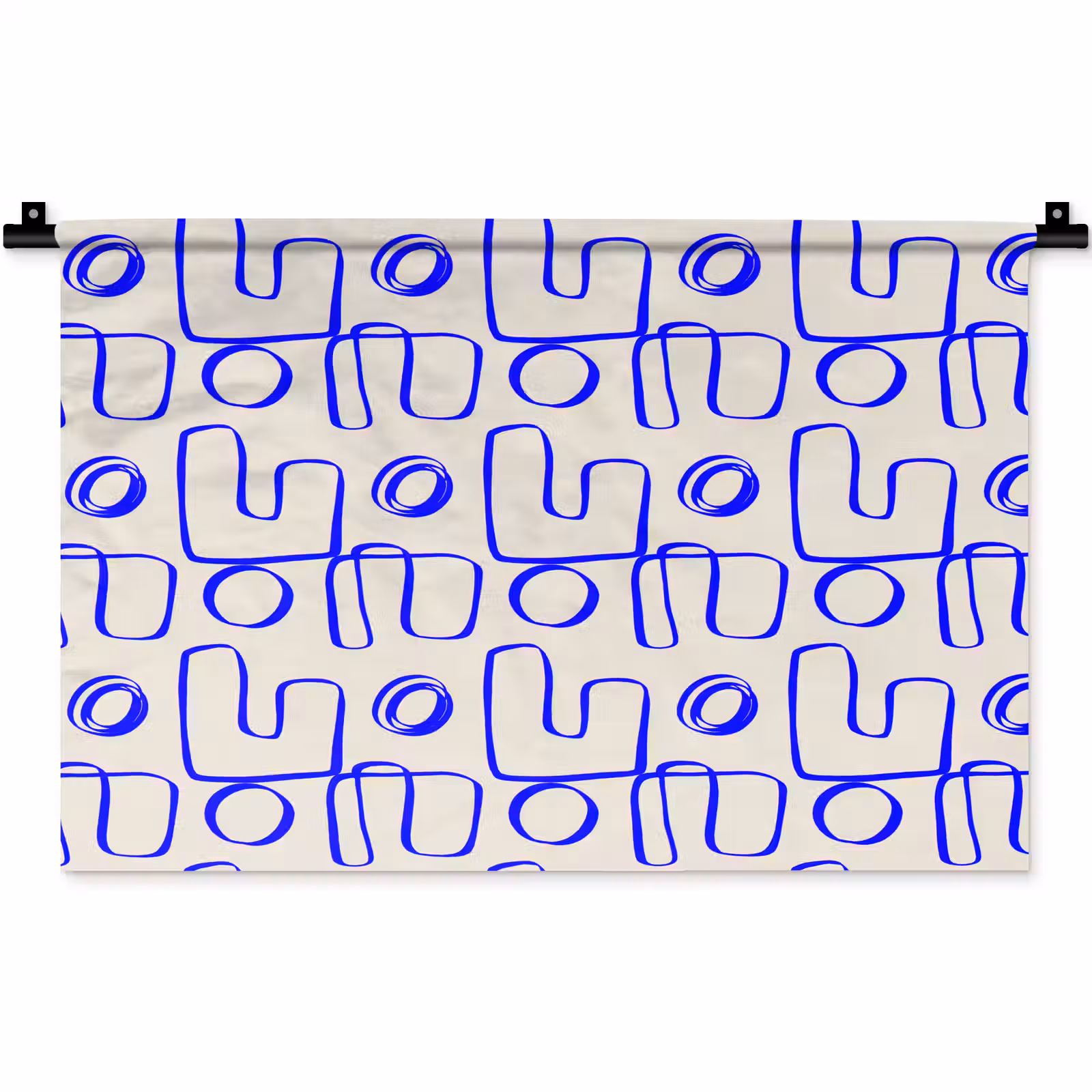 Wandkleed - Blauw - Patroon - Beige - Abstract — 1