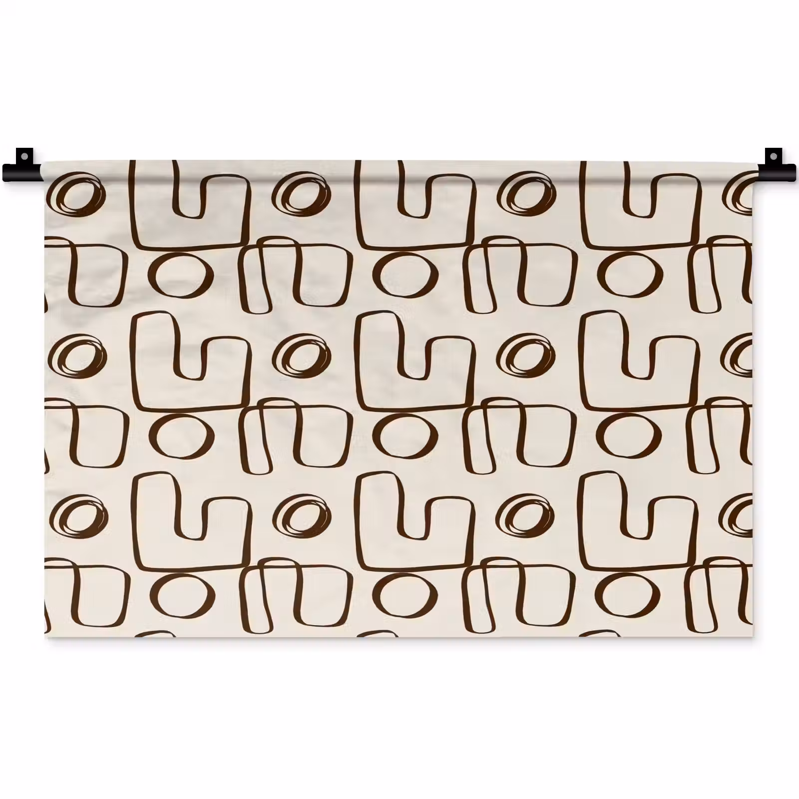 Wandkleed - Lijnen - Beige - Patroon - Donkerbruin — 1