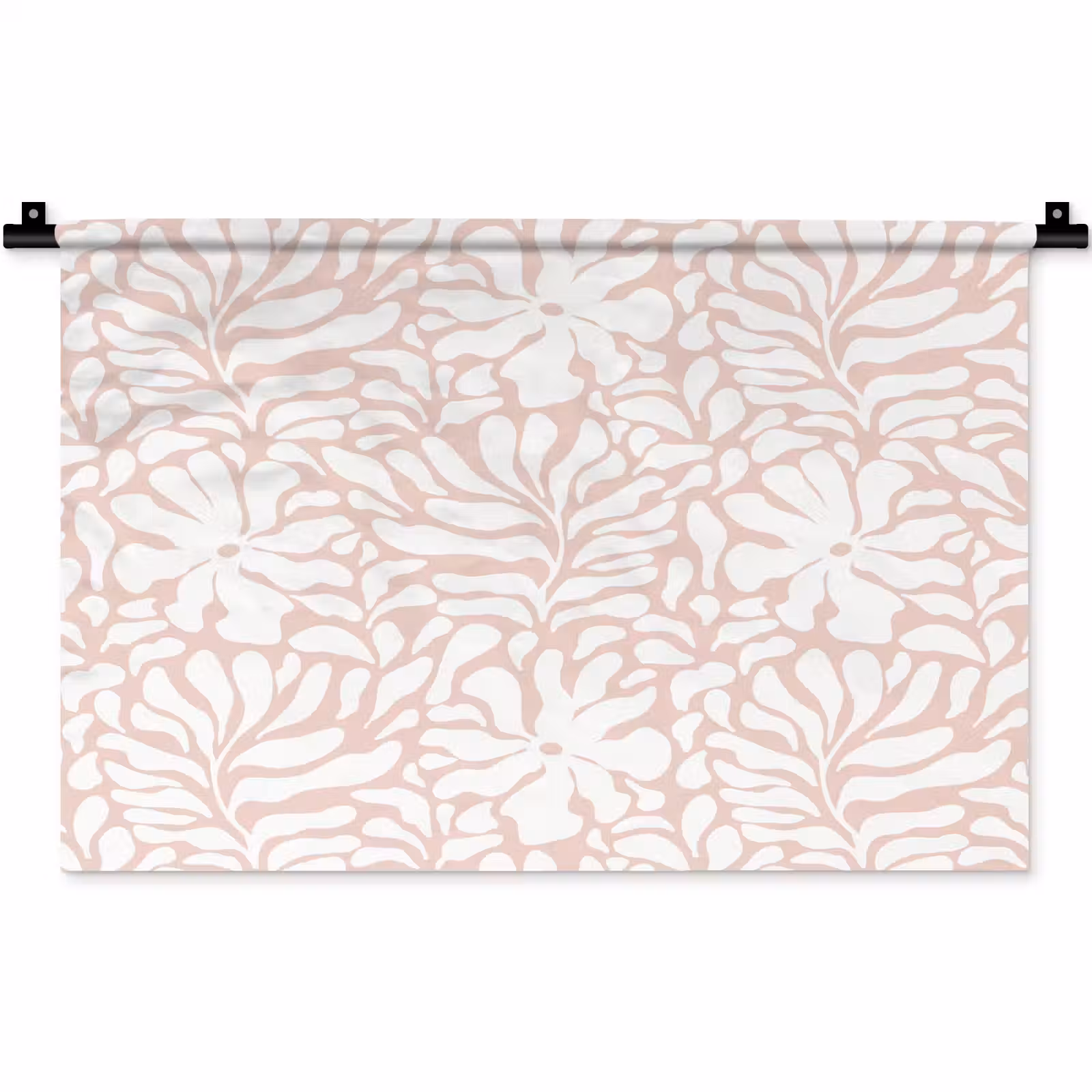 Wandkleed - Patroon - Bloemen - Roze - Wit — 1