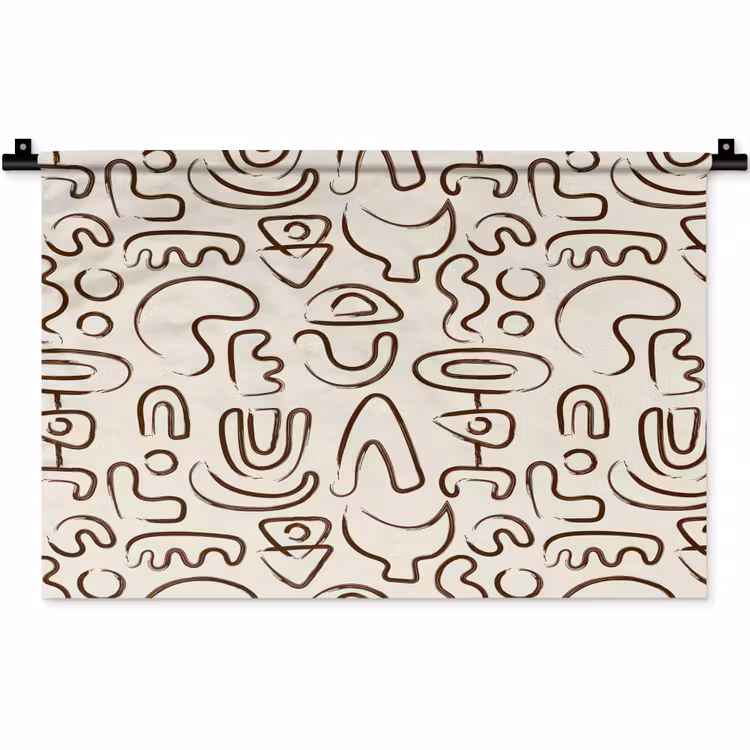 Wandkleed - Abstract - Beige - Patroon - Donkerbruin — 1
