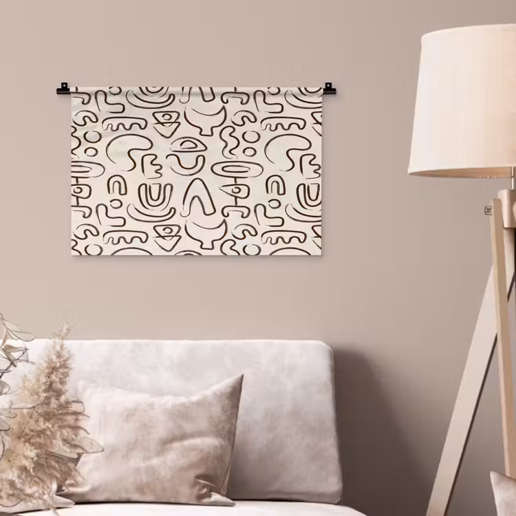 Wandkleed - Abstract - Beige - Patroon - Donkerbruin — 2