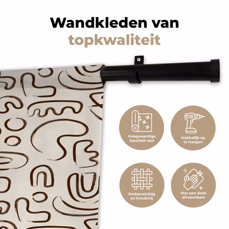 Wandkleed - Abstract - Beige - Patroon - Donkerbruin — 3