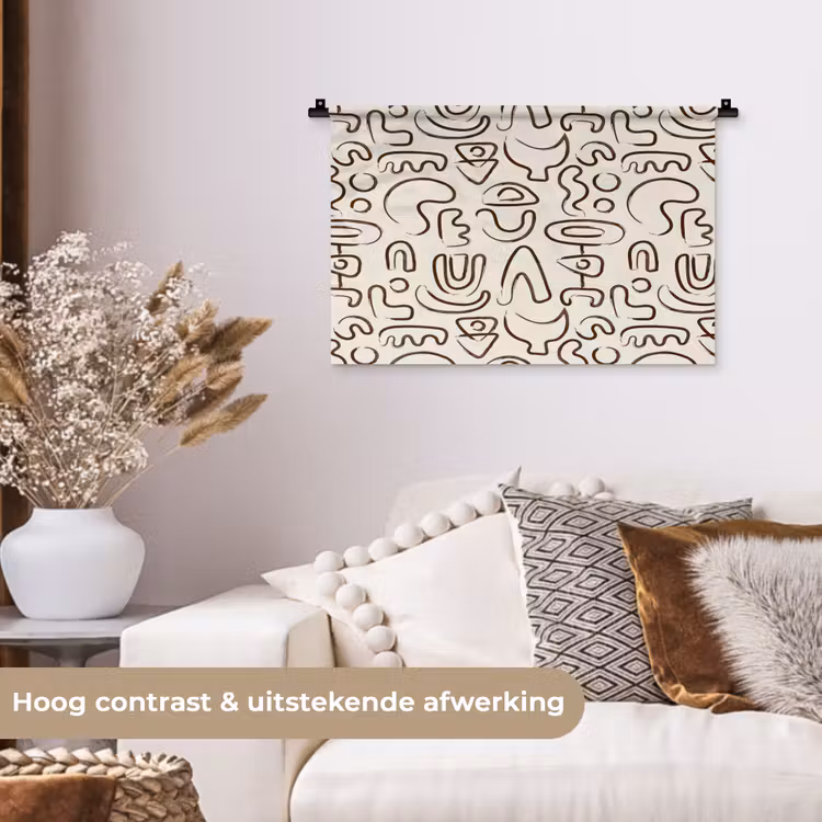 Wandkleed - Abstract - Beige - Patroon - Donkerbruin — 4