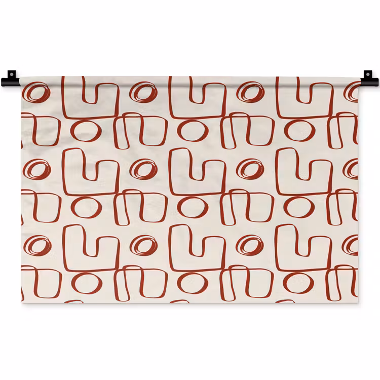 Wandkleed - Abstract - Patroon - Beige - Rood — 1