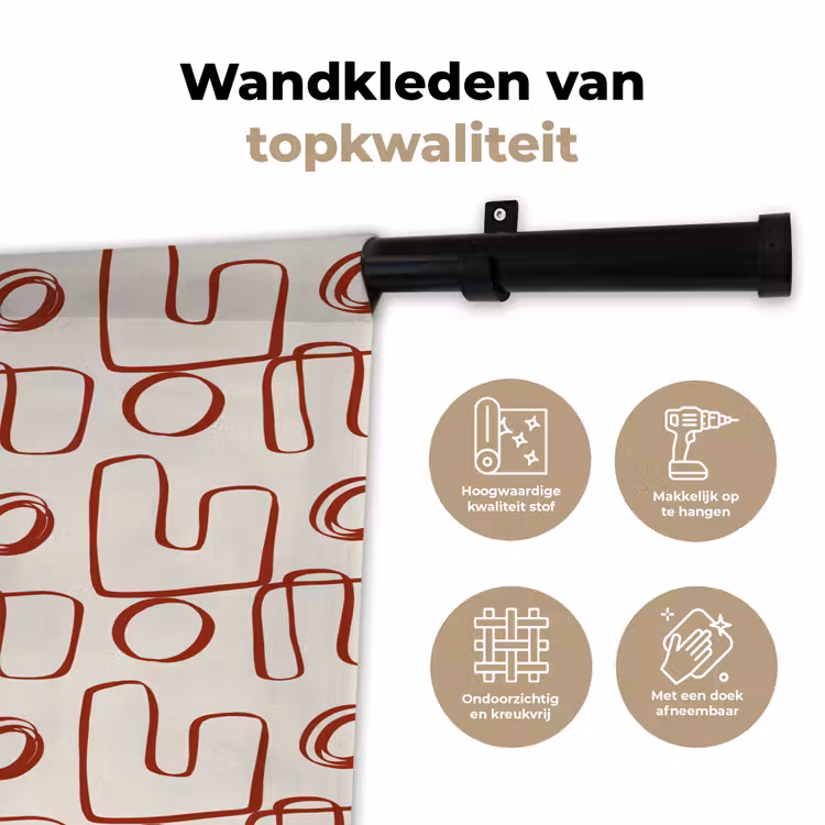 Wandkleed - Abstract - Patroon - Beige - Rood — 3
