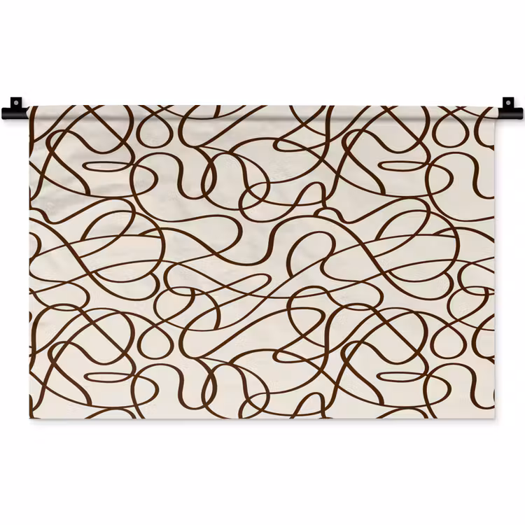 Wandkleed - Beige - Lijnen - Donkerbruin — 1