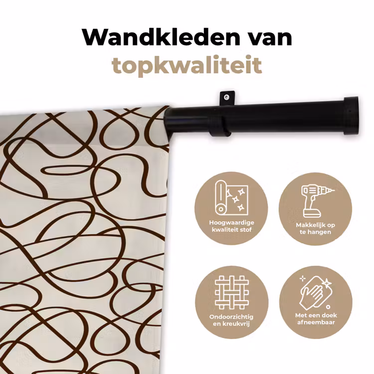 Wandkleed - Beige - Lijnen - Donkerbruin — 3
