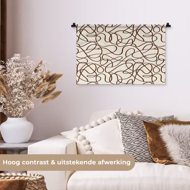 Wandkleed - Beige - Lijnen - Donkerbruin — 4