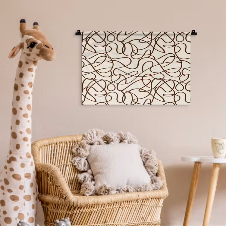 Wandkleed - Beige - Lijnen - Donkerbruin — 5