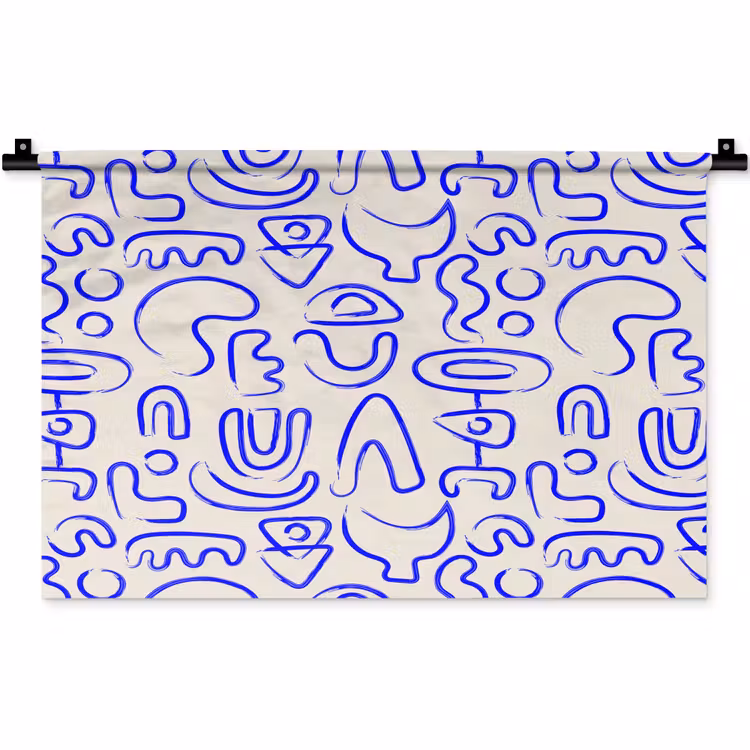 Wandkleed - Blauw - Patroon - Abstract - Beige — 1